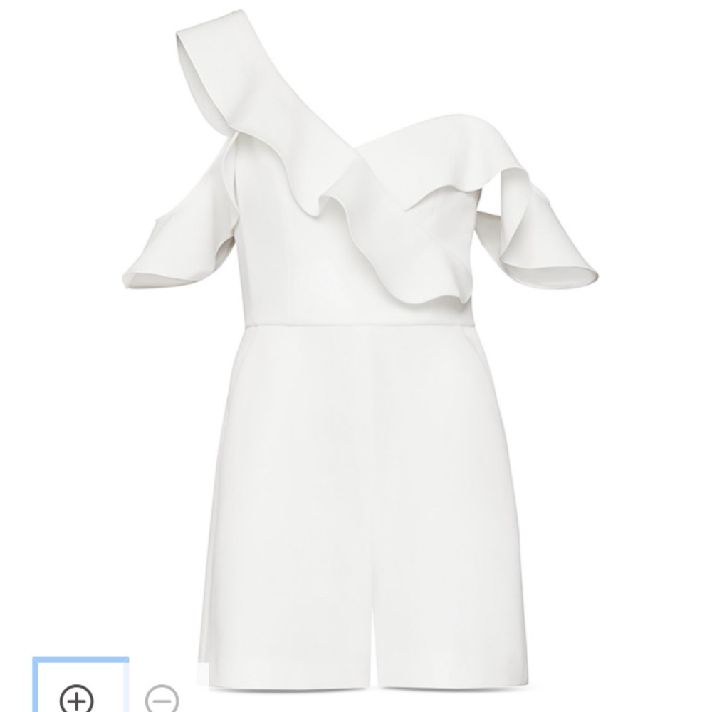 BCBG MaxAzria White Ruffle Trim Romper XXS